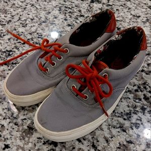 Vans gray with leather accents low lace sneakers